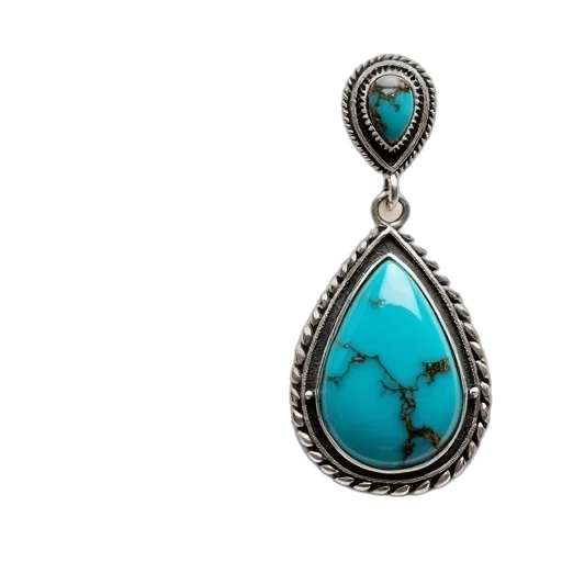 jewelry, pair, silver, turquoise transparent PNG cut-out