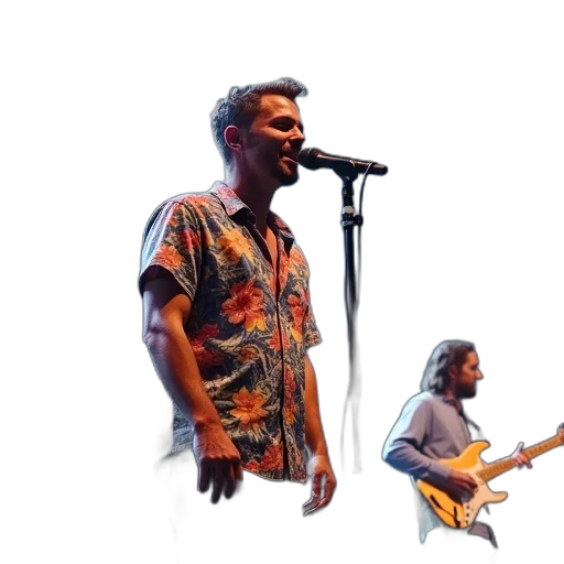 male, singer, microphone, performing transparent PNG cut-out