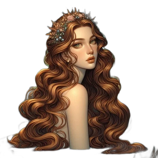 crown, hair, jewelry, fantasy art transparent PNG cut-out