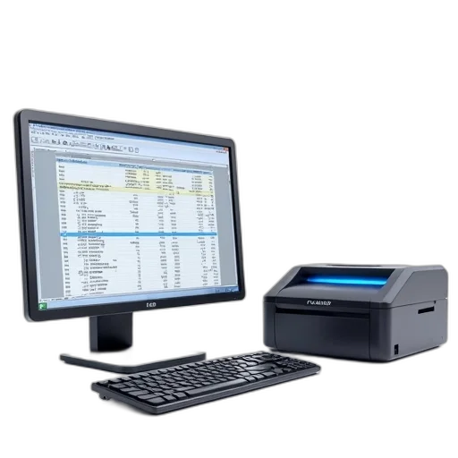 modern, computer, setup, flat-screen transparent PNG cut-out