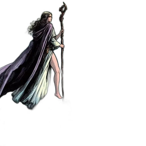 sword, dress, staff, comic book art transparent PNG cut-out