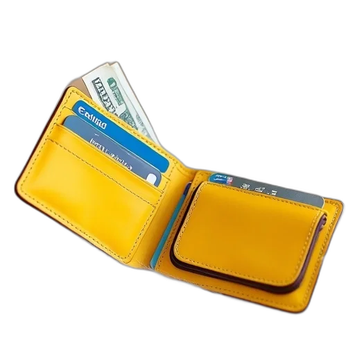 yellow, leather, wallet, card transparent PNG cut-out