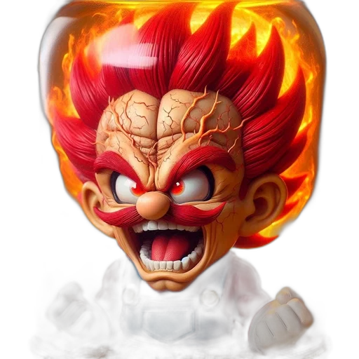 mask, 3d render, concept art, fire transparent PNG cut-out