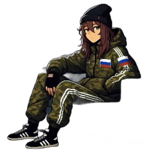 jacket, hat, pixel art, anime transparent PNG cut-out