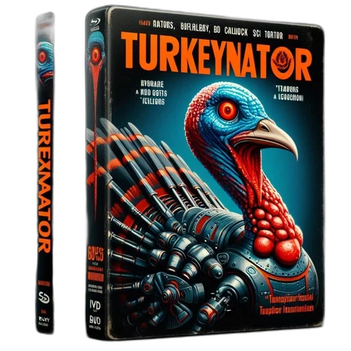 turkeynator, cover, presents, futuristic transparent PNG cut-out