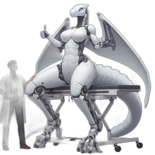 robot, dragon, staff, concept art transparent PNG cut-out