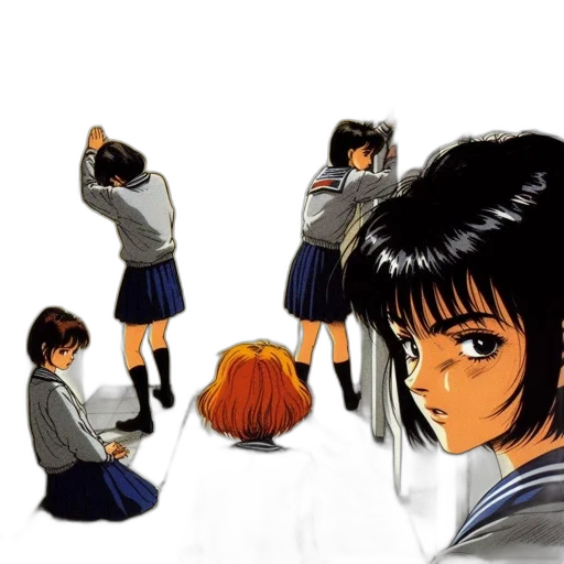 hair, jacket, weapon, face transparent PNG cut-out