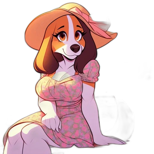 dress, hat, staff, animal transparent PNG cut-out