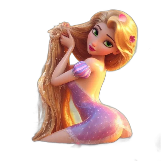 hair, dress, concept art, 3d render transparent PNG cut-out