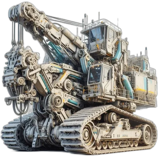 robot, weapon, concept art, 3d render transparent PNG cut-out