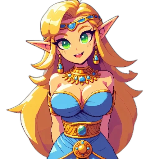 dress, crown, jewelry, staff transparent PNG cut-out
