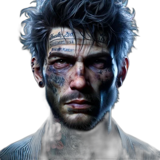 face, cyberpunk, concept art, photorealistic transparent PNG cut-out