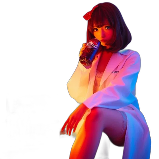 concept art, neon lights, neon, woman transparent PNG cut-out