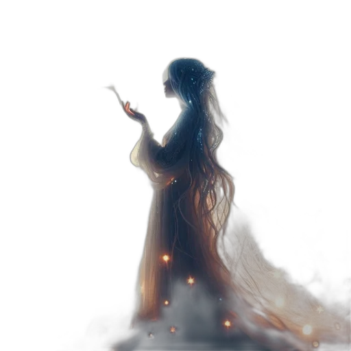 dress, staff, sword, dragon transparent PNG cut-out