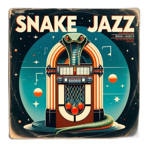 retro-styled, jukebox, snake, emerging transparent PNG cut-out