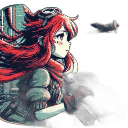 weapon, jacket, robot, pixel art transparent PNG cut-out