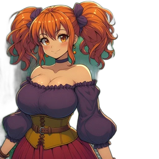 dress, crown, staff, anime transparent PNG cut-out