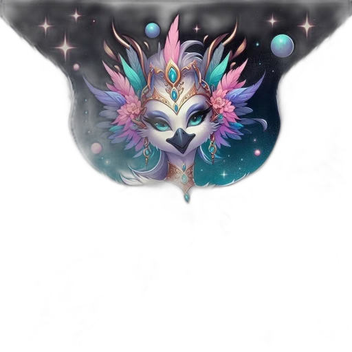 mask, crown, staff, creature transparent PNG cut-out