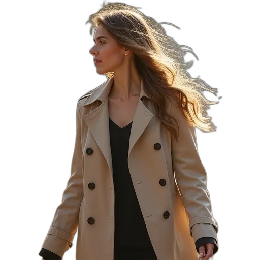 jacket, dress, staff, hair transparent PNG cut-out