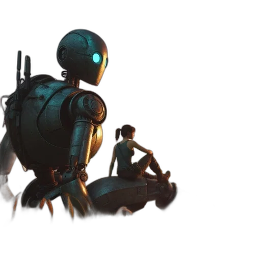 robot, concept art, cyberpunk, 3d render transparent PNG cut-out