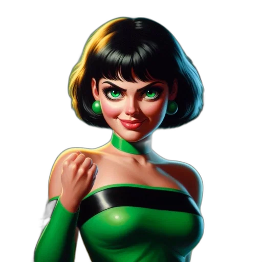 dress, face, comic book art, concept art transparent PNG cut-out