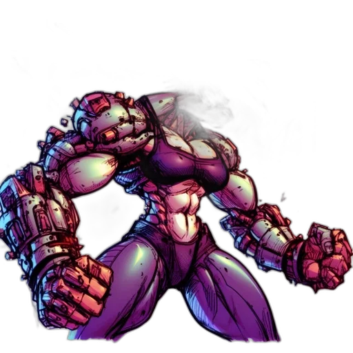robot, weapon, staff, comic book art transparent PNG cut-out