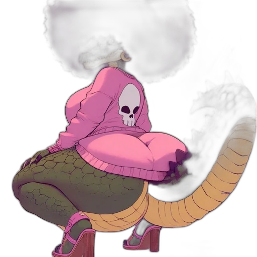 creature, jacket, dragon, staff transparent PNG cut-out