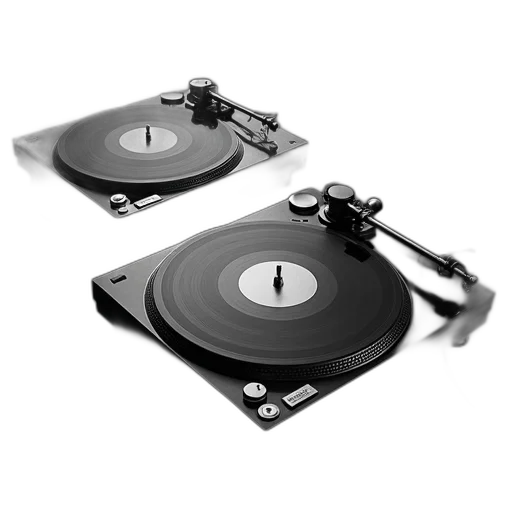 pair, black, turntables, glossy transparent PNG cut-out