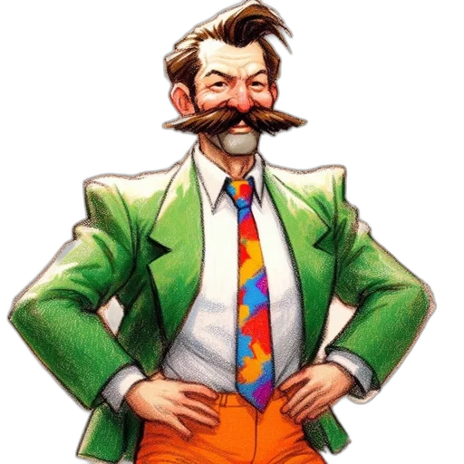 jacket, staff, face, concept art transparent PNG cut-out