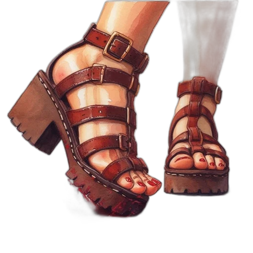 shoes, photorealistic, 3d render, watercolor transparent PNG cut-out