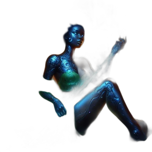 robot, creature, staff, sword transparent PNG cut-out