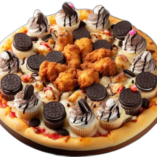 food, 3d render, unconventional, pizza transparent PNG cut-out