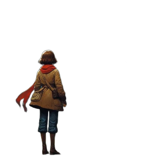 jacket, hat, staff, robot transparent PNG cut-out