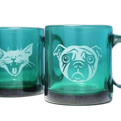 green, two, glass, mugs transparent PNG cut-out