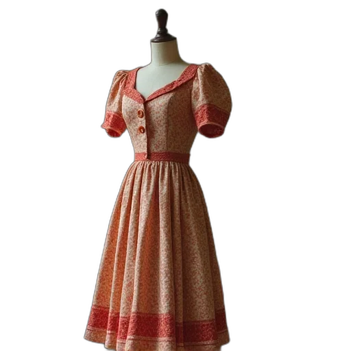 dress, red, 1940s, style transparent PNG cut-out