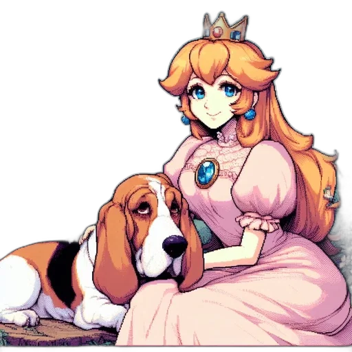 crown, dress, animal, pixel art transparent PNG cut-out