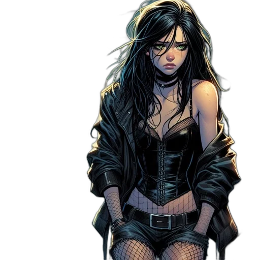 comic book art, concept art, cyberpunk, unlit transparent PNG cut-out