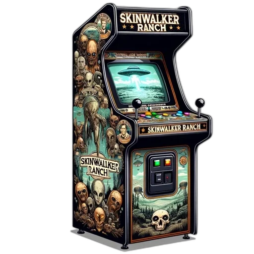 concept art, arcade, machine, featuring transparent PNG cut-out