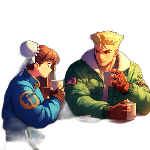 jacket, staff, crown, weapon transparent PNG cut-out