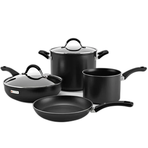 set, black, stainless, steel transparent PNG cut-out