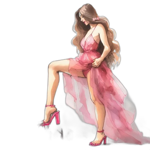 dress, watercolor, concept art, fantasy art transparent PNG cut-out