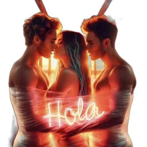 concept art, neon lights, fire, underwater transparent PNG cut-out