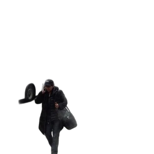jacket, umbrella, hat, staff transparent PNG cut-out