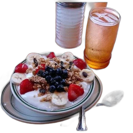 food, plate, yogurt, bananas transparent PNG cut-out