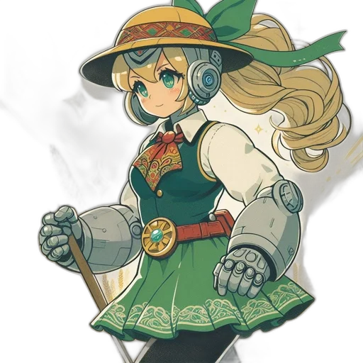 staff, hat, weapon, robot transparent PNG cut-out