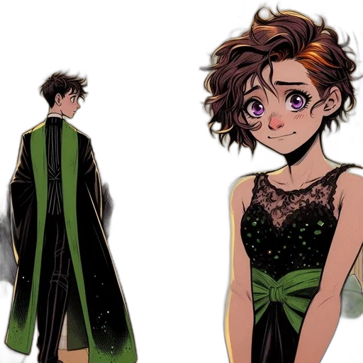 dress, concept art, comic book art, cartoon transparent PNG cut-out