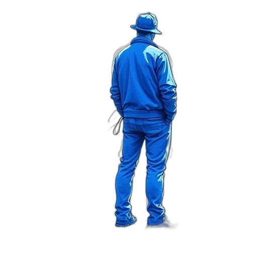 jacket, hat, staff, robot transparent PNG cut-out