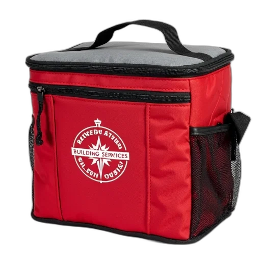 red, grey, insulated, lunch transparent PNG cut-out