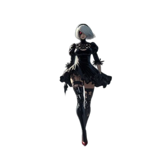 dress, robot, staff, weapon transparent PNG cut-out