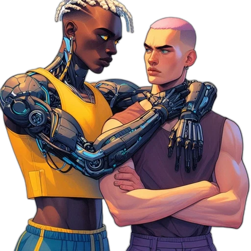robot, concept art, cyberpunk, comic book art transparent PNG cut-out